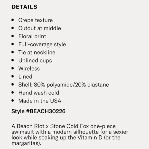 Beach Riot x Stone Cold Fox Paige Floral Print Cut Out Swimsuit Sz XS NWT - Picture 7 of 10